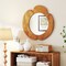 Costway Irregular Wall Mirror 29 Inch Rustic Hanging Vanity Mirror with Teak Wood Frame